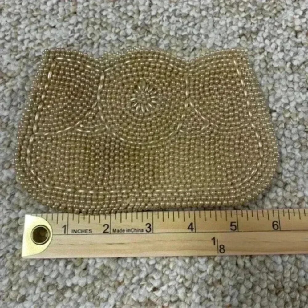Vintage Antique Handmade Pearl Beaded Bag Clutch Change Purse - Picture 2 of 6